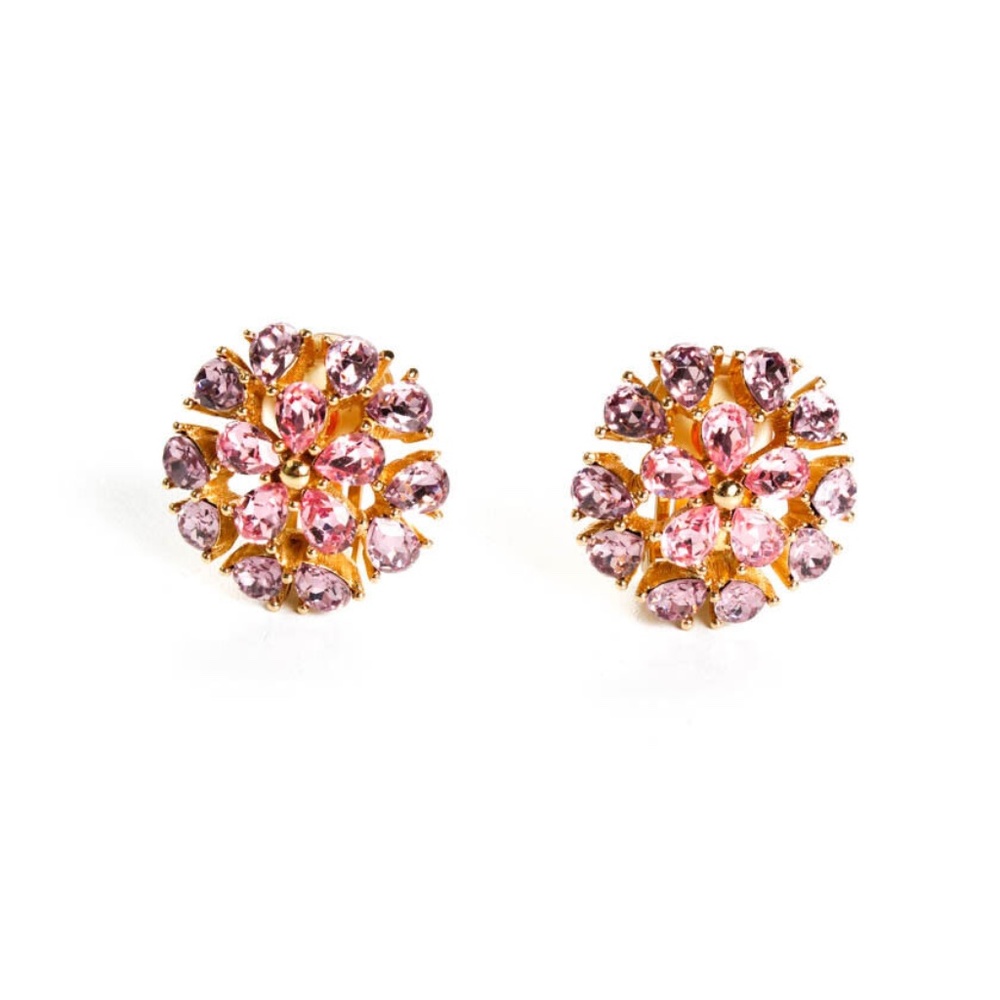 Vintage Christian Dior Pink Crystal Clip-On Earrings